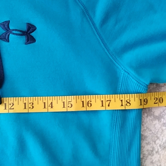 Under Armour Storm Fleece Pullover Hoodie Sweatshirt Loose Fit Small Blue Green - Picture 15 of 16